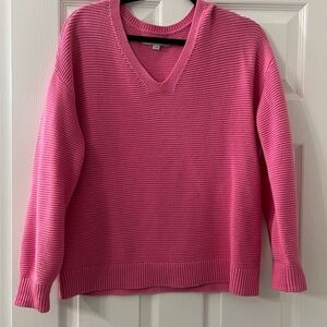 LOFT Women's V-Neck Sweater in Vibrant Pink